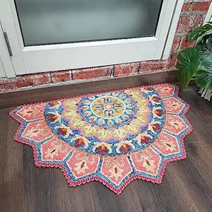 AVIONI Home Floor Mats in Beautiful Traditional Rangoli Colors | Anti Slip, Durable & Washable | Outdoor & Indoor - 84cm x 135cm (~33