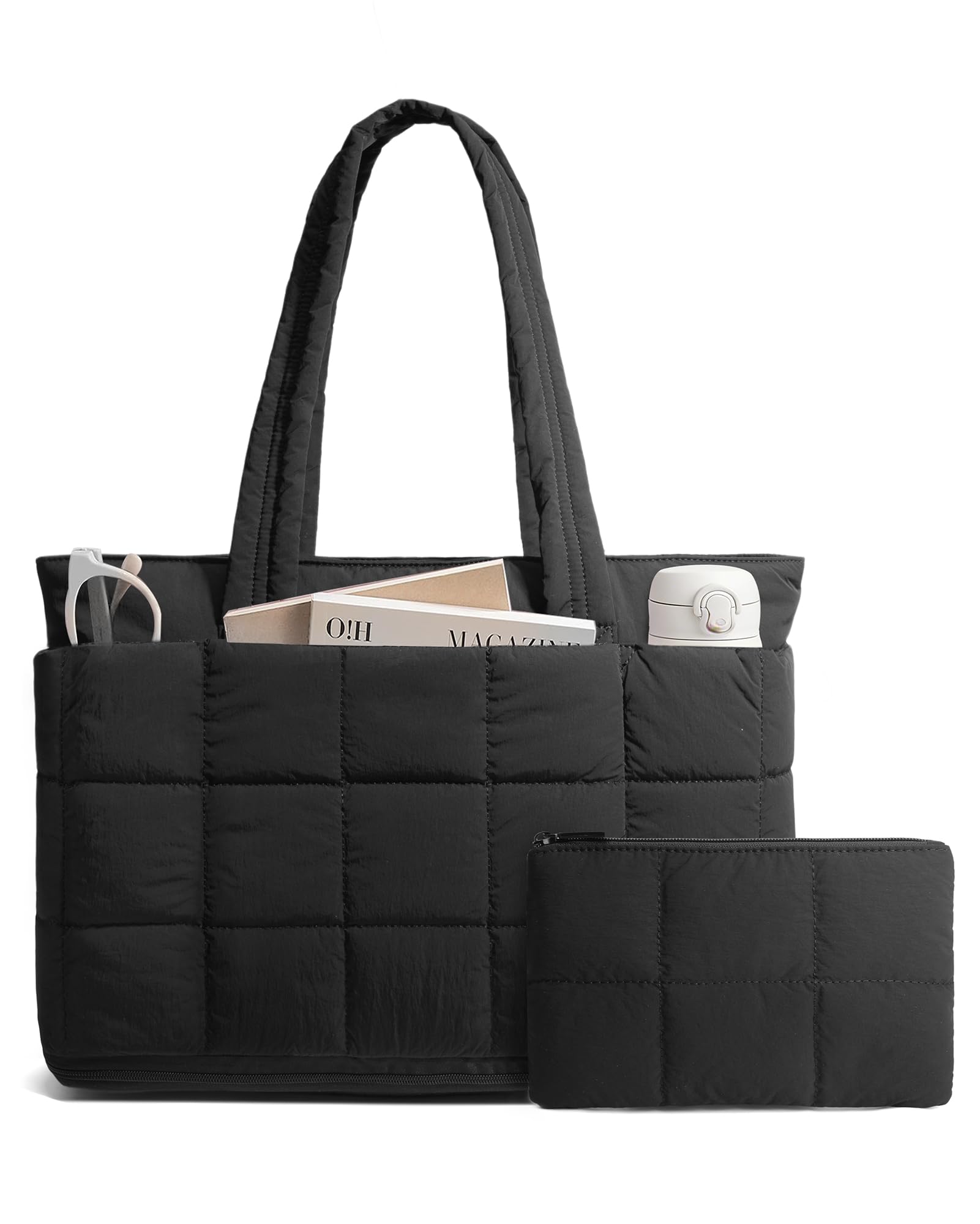 Tote Bag for Women Puffer Tote Bag Large Quilted Carry on Travel Bag Nurse Bag with Zipper for