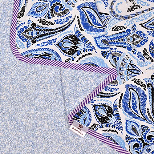 Image of Appy Nature Dohar Cotton, AC Dohar Double Bed, Blanket for Summer Cotton 84 inchx 96 inch Indigo Blue Leafy, Pack of 1
