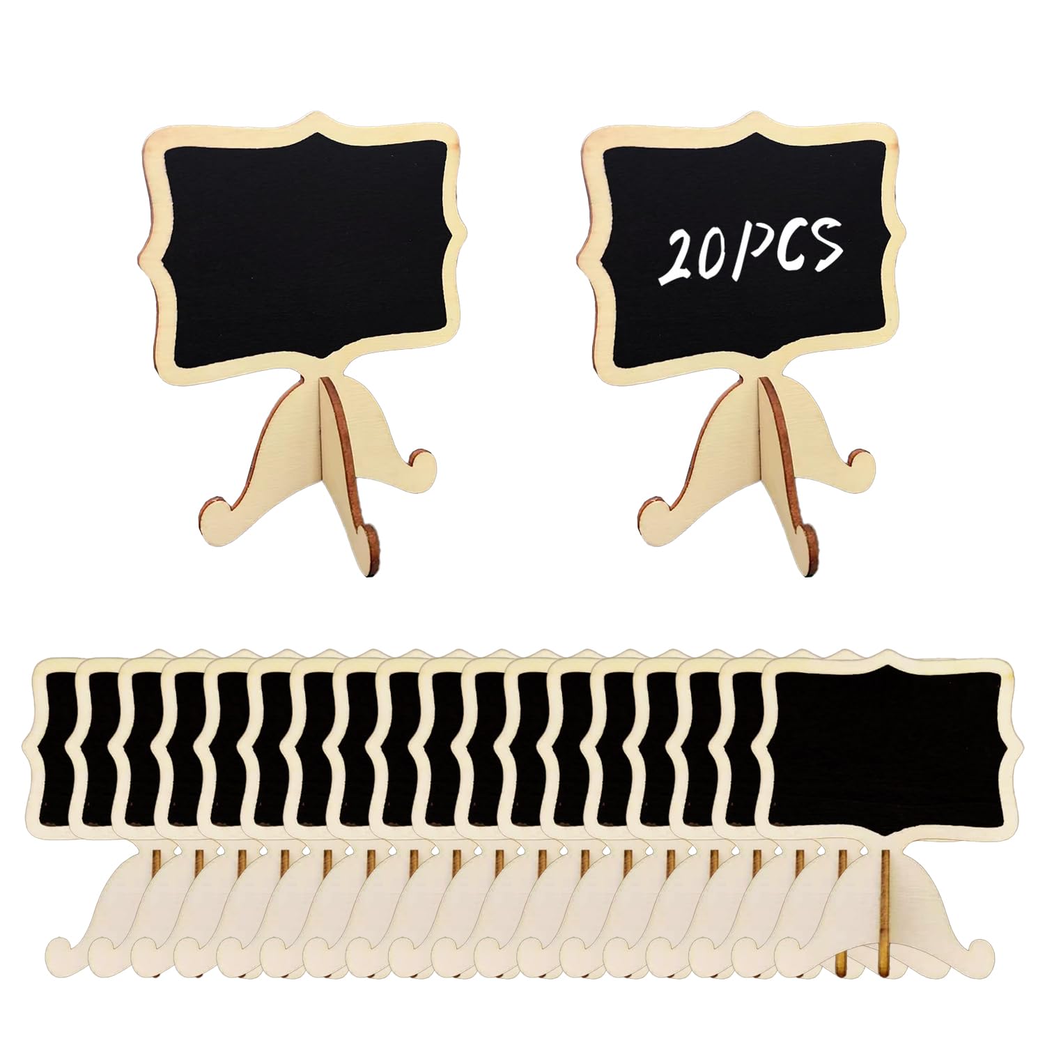 Mini Chalkboard Signs ?A Set of 20 Mini Blackboards with Wooden Brackets, Small Chalk Board Food Labels, Table Number Message Boards, Location Cards, and Event Decorations