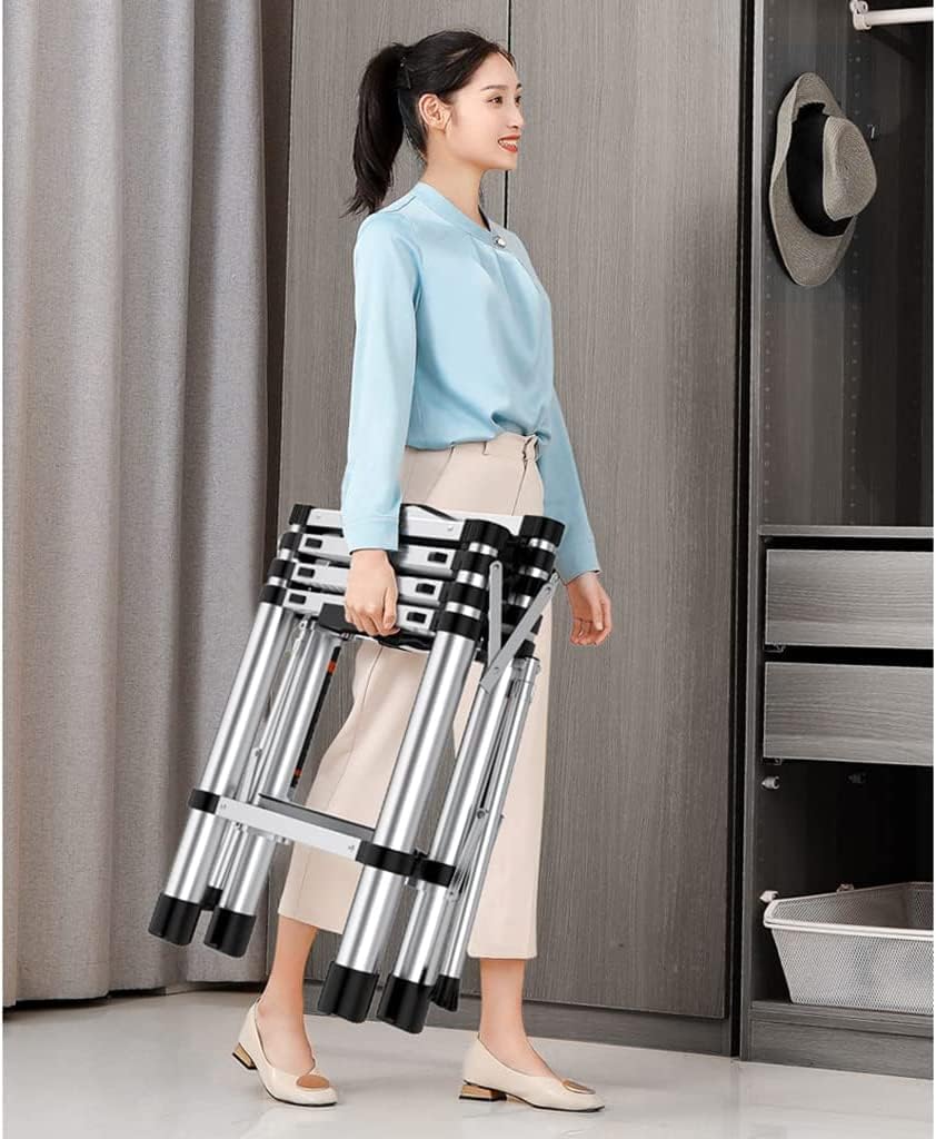 Telescoping Ladder,Telescoping Extension Ladder,Aluminum Alloy Extendable Lightweight Ladder Steps Safety,Easy to Transport,Multi-Purpose Telescopic Ladders