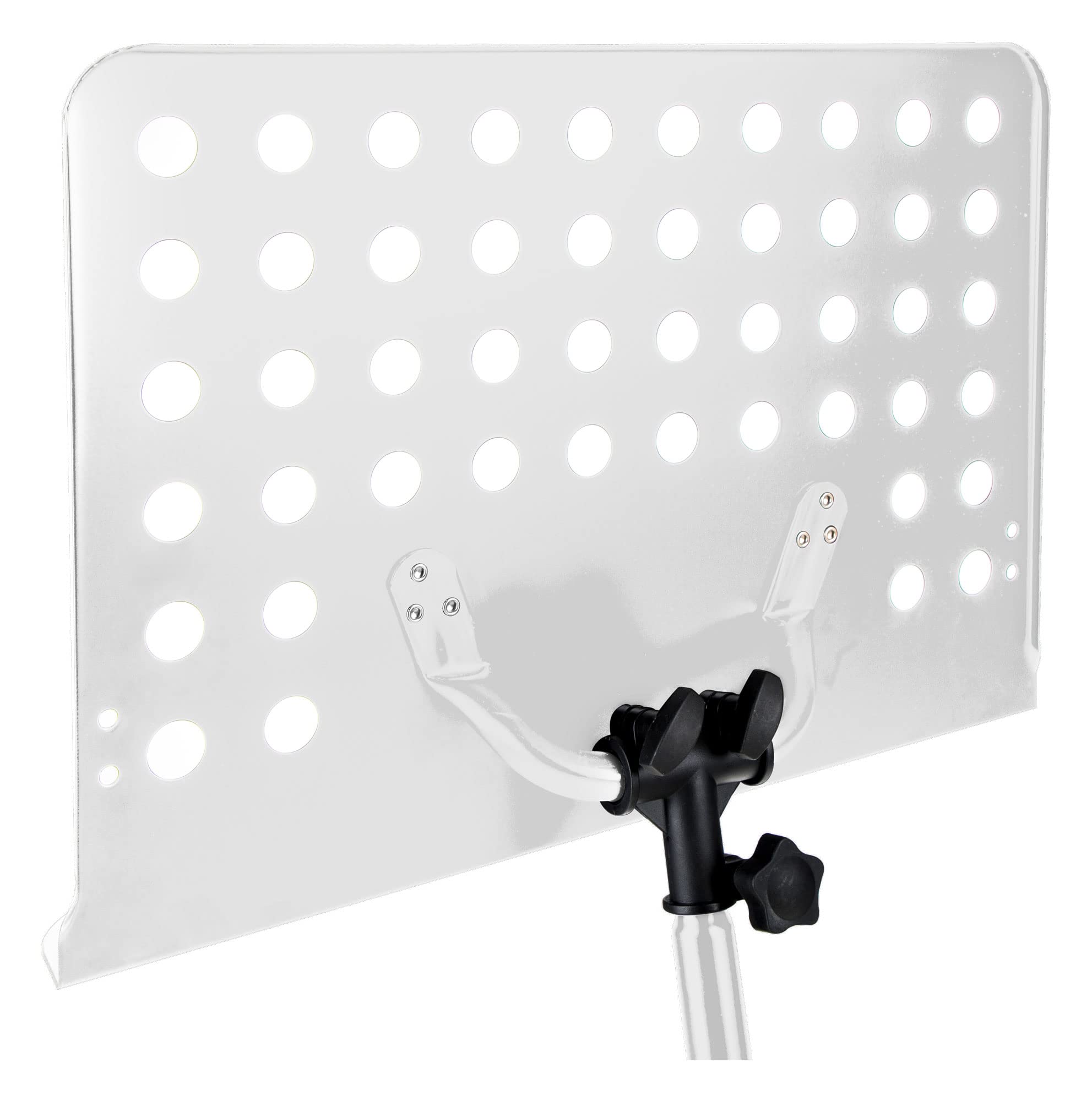 Classic Cantabile Metall Orchesterpult Lochblech - Stabiler Notenständer mit Lochblechauflage - Höhenverstellbar von 58 bis 100cm - Notenpult mit Extra breite 50 cm Auflage - Weiß