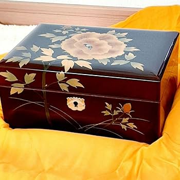 Amazon | 木曽漆器 城取うるし工芸 高級宝石箱 オルゴール 鍵 鏡