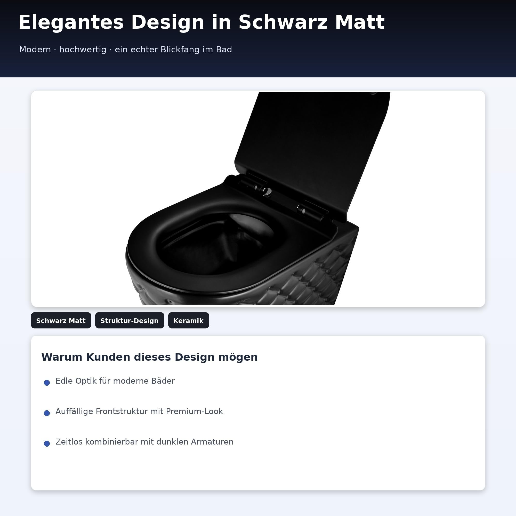 Hänge-WC Wand-WC Set Schwarz Matt - Design Tiefspüler aus Keramik mit Sitz | Spülrandlose Hänge-Toilette mit Absenkautomatik. Komplettset inkl. Schallschutz & reinigungsfreundlicher Nano-Beschichtung.