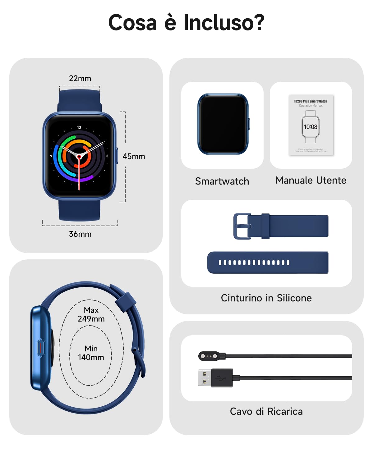 Smartwatch Uomo Donna, 1.8" AMOLED Smart Watch con Chiamate, Alexa Integrato, 100 Sportive, Orologio Smartwatch con Cardiofrequenzimetro/Sonno/SpO2/Contapassi, Impermeabile IP68 per Android iOS