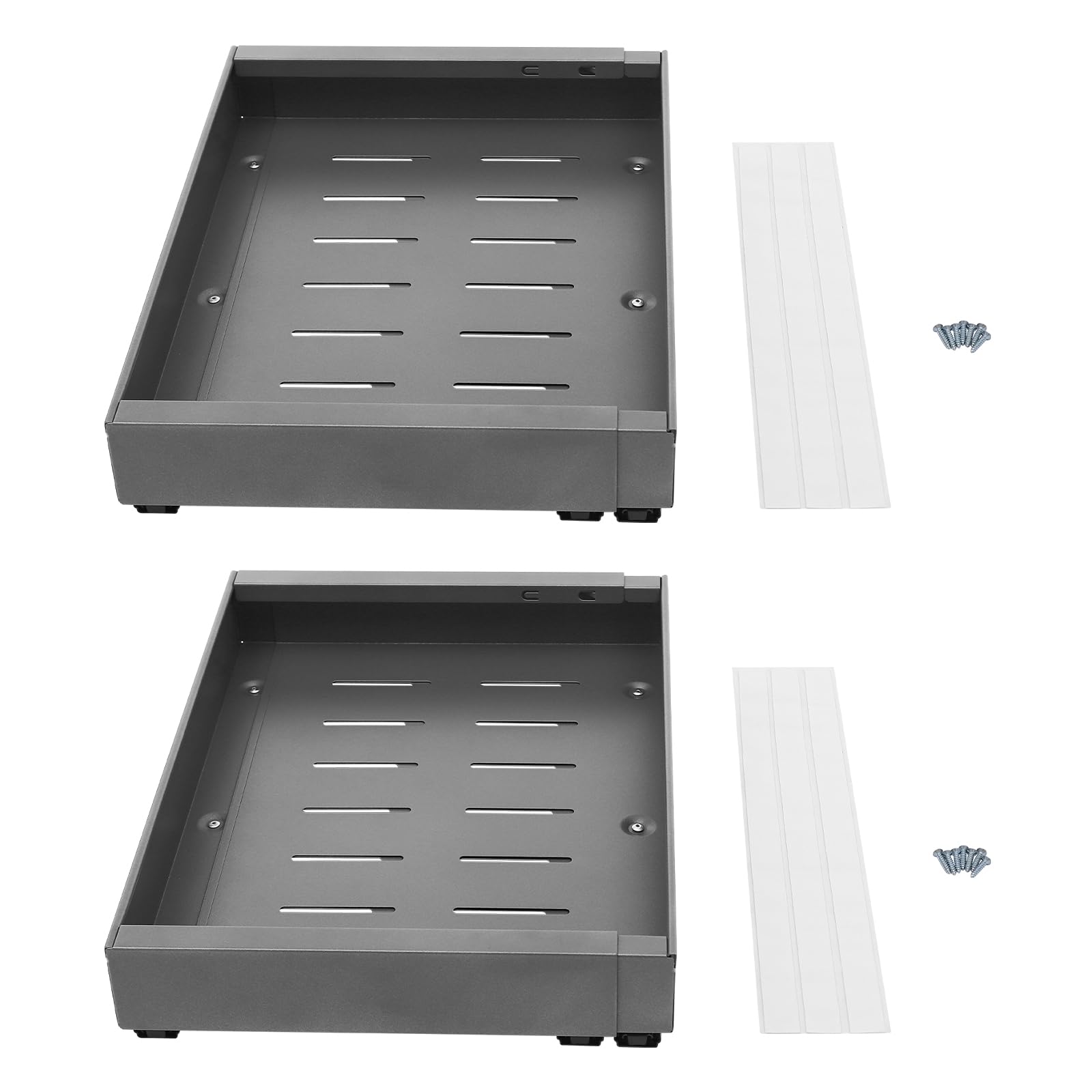 2 Stück Kohlenstoffstahl Grau 32-52 cm Modern Küche und Bad Teleskopschublade Ausziehbare Schublade Küche 50cm Tief Pull Out Cabinet Organizer Küchen Schrank für Schränke