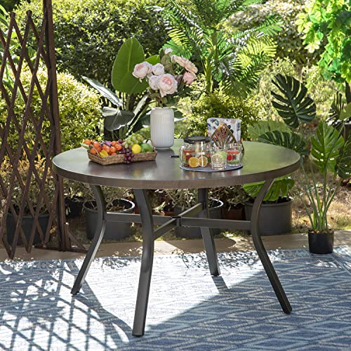 Image of Sophia & William Outdoor Dining Set Patio Dining Set for 4 Round Patio Table and Chairs Set 5 Pieces with Swivel Patio Chairs 42 inch Metal Table for Garden Pool All Weather Brown