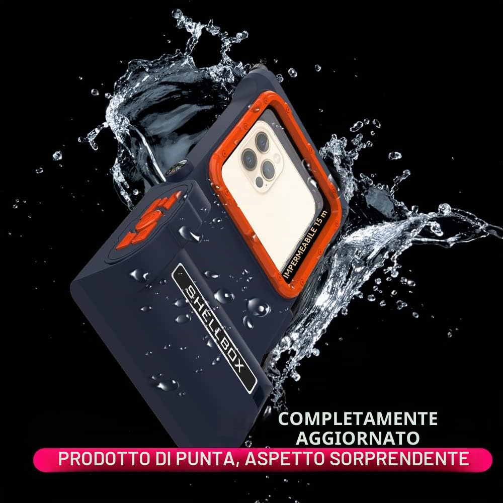 Shellbox Custodia impermeabile per smartphone Bluetooth IPX8, custodia impermeabile per telefono cellulare, per iPhone 13 12 11 Pro Max Samsung Huawei Google OnePlus Xiaomi Redmi Motorola LG