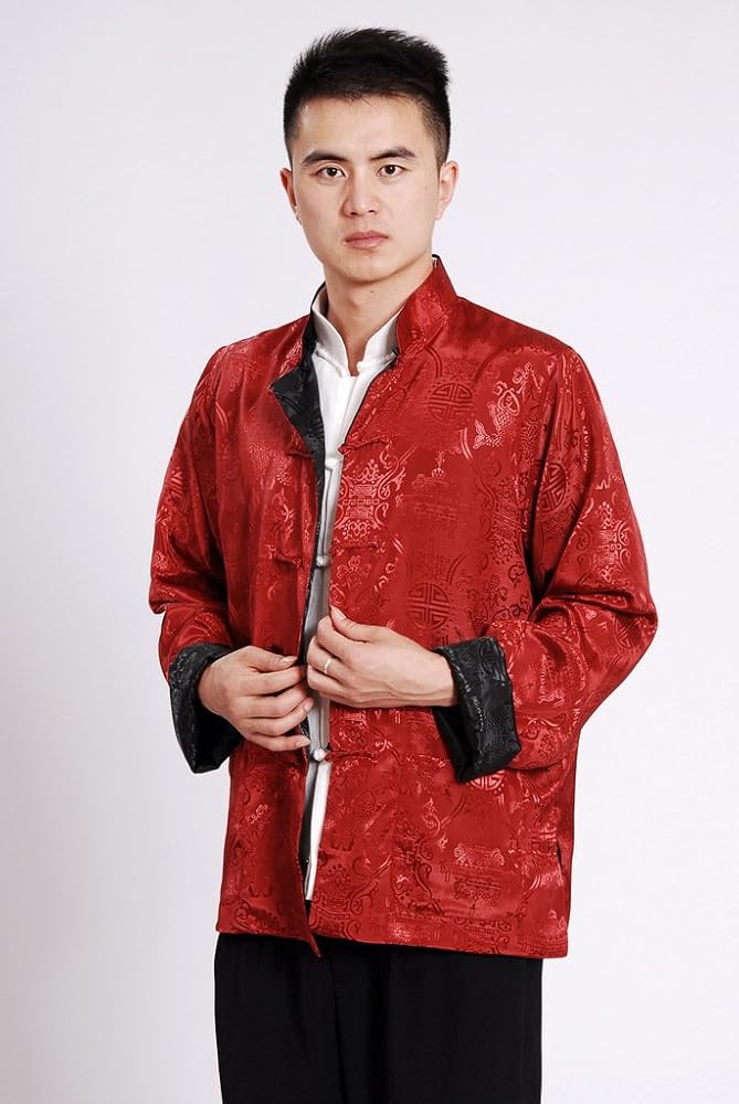 中国　メンズ　チャイナ服　リバーシブルジャケット　XXL チャイナ服 メンズ チャイナジャケット 唐装 男性用 両面着用