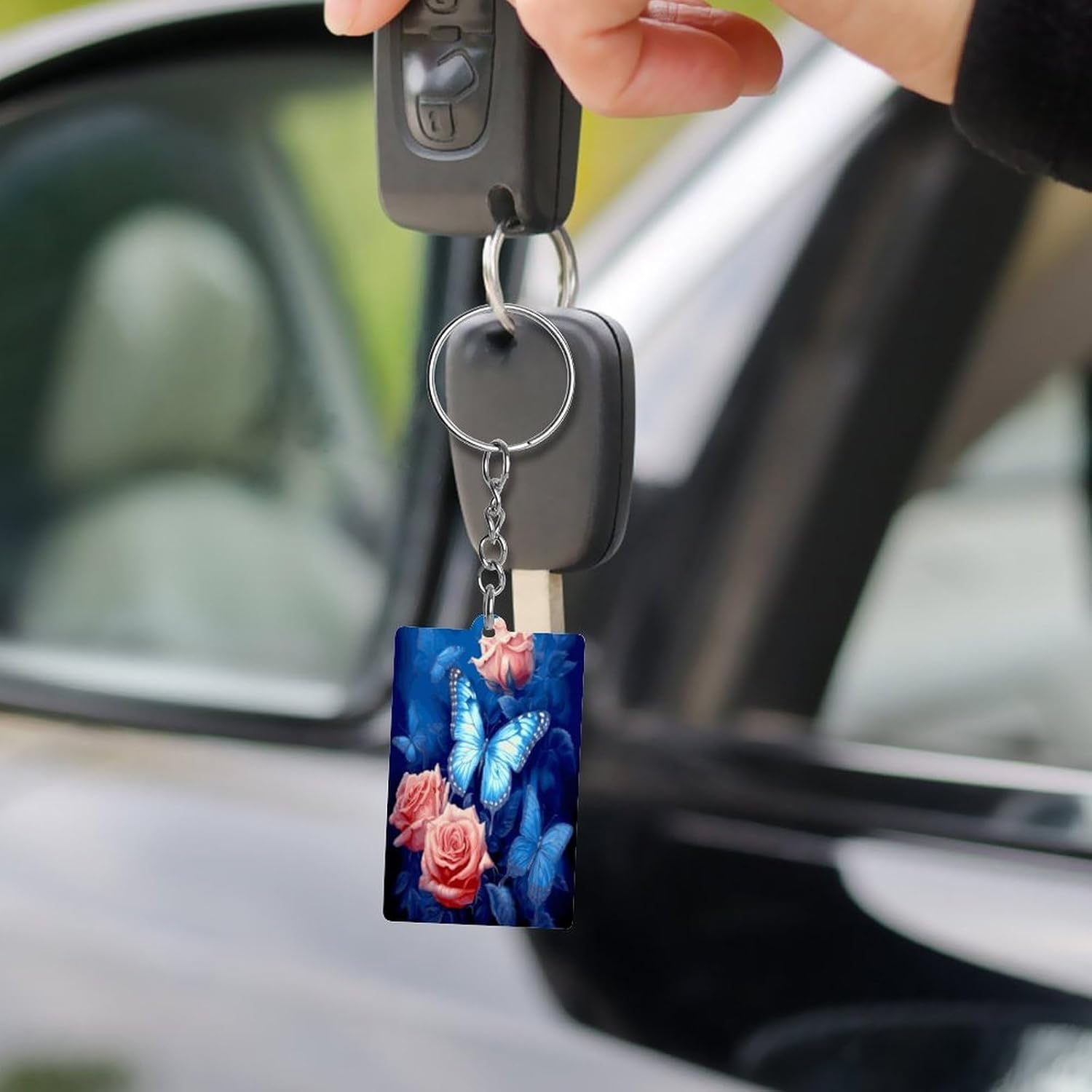 Butterflies on Roses Key Chain Acrylic Keychain Key Rings image 5