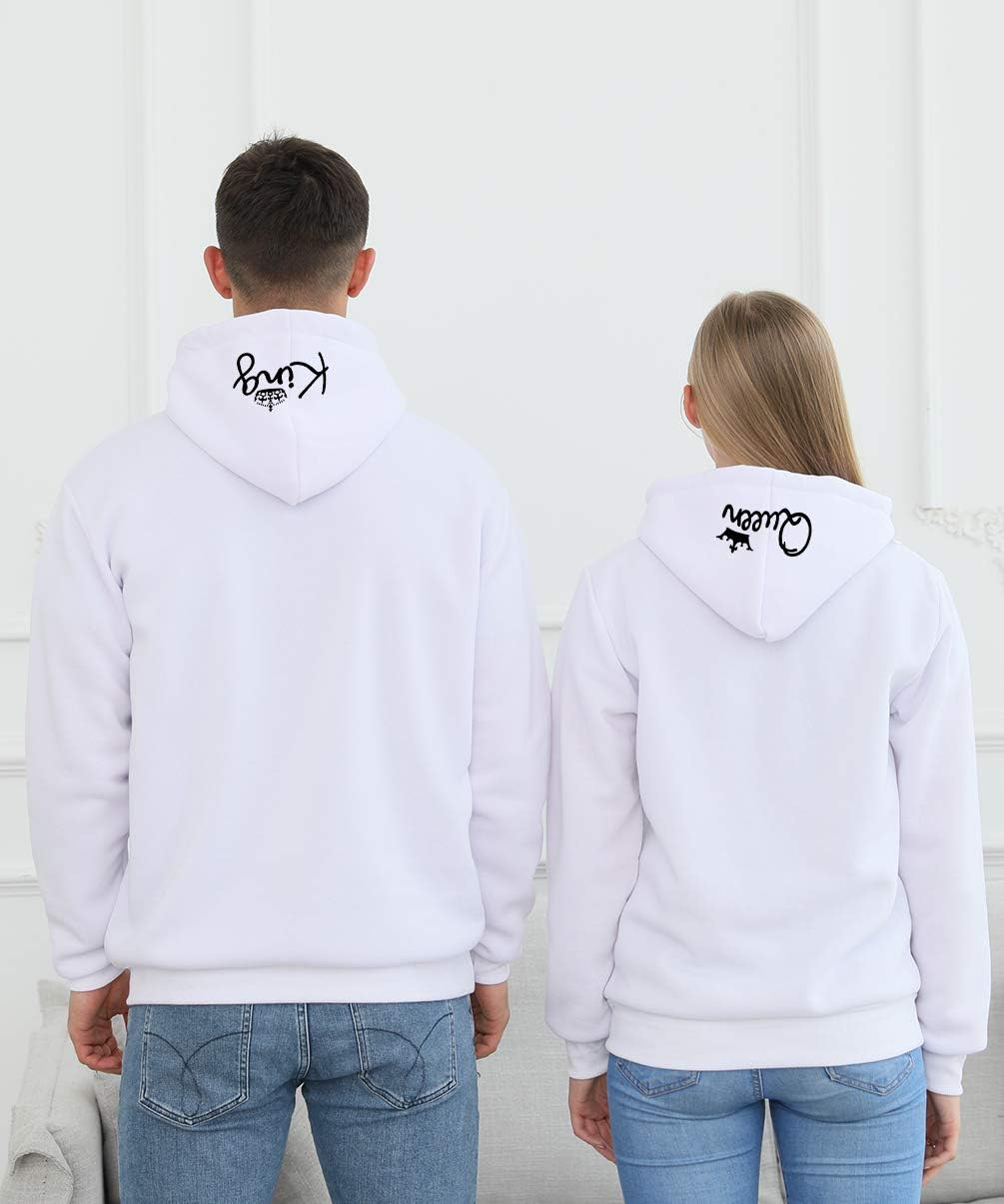 Matching King Queen Hoodie Set His & Her Hoodies Sweatshirt Pullover for Couples Thin Spring Autumn - Image 4