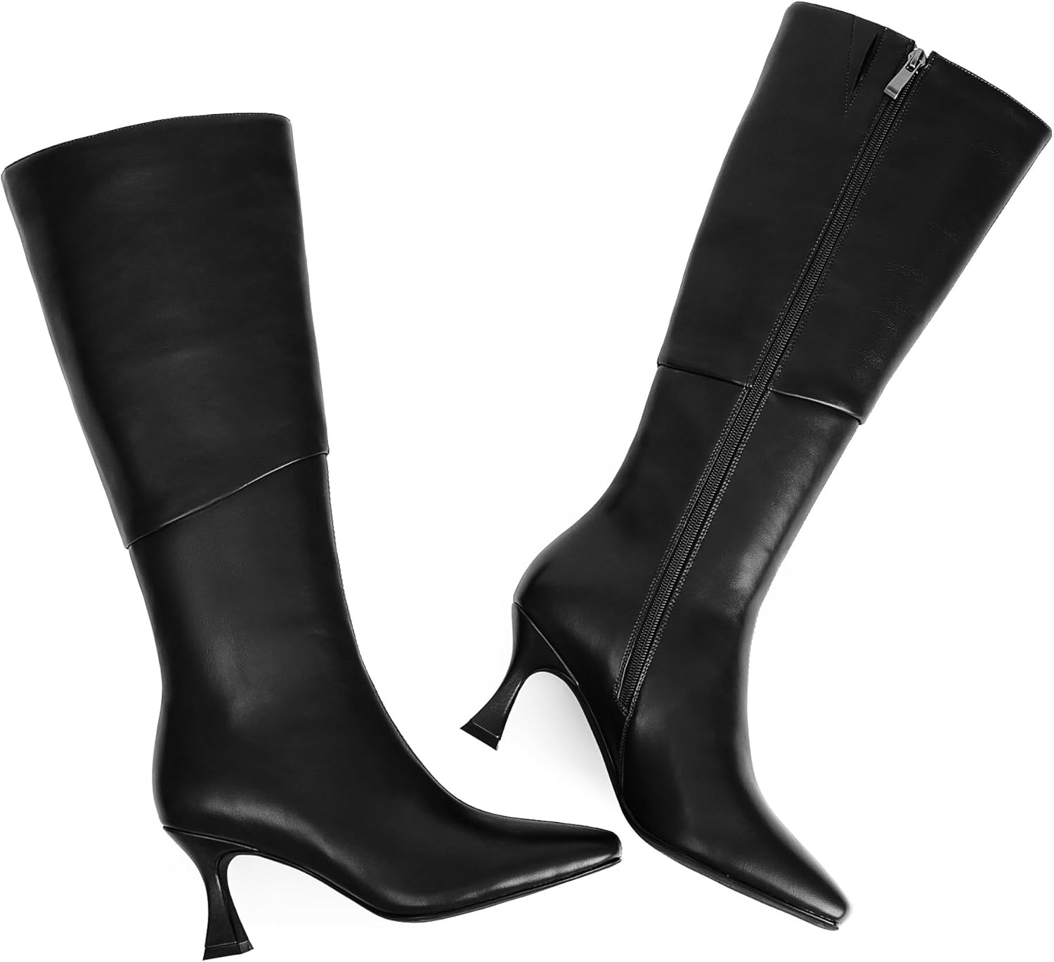 Modatope Knee High Boots Women Square Toe Tall Boots Kitten Heel Long Boots Side Zipper Dress Fashion Boots - Image 3