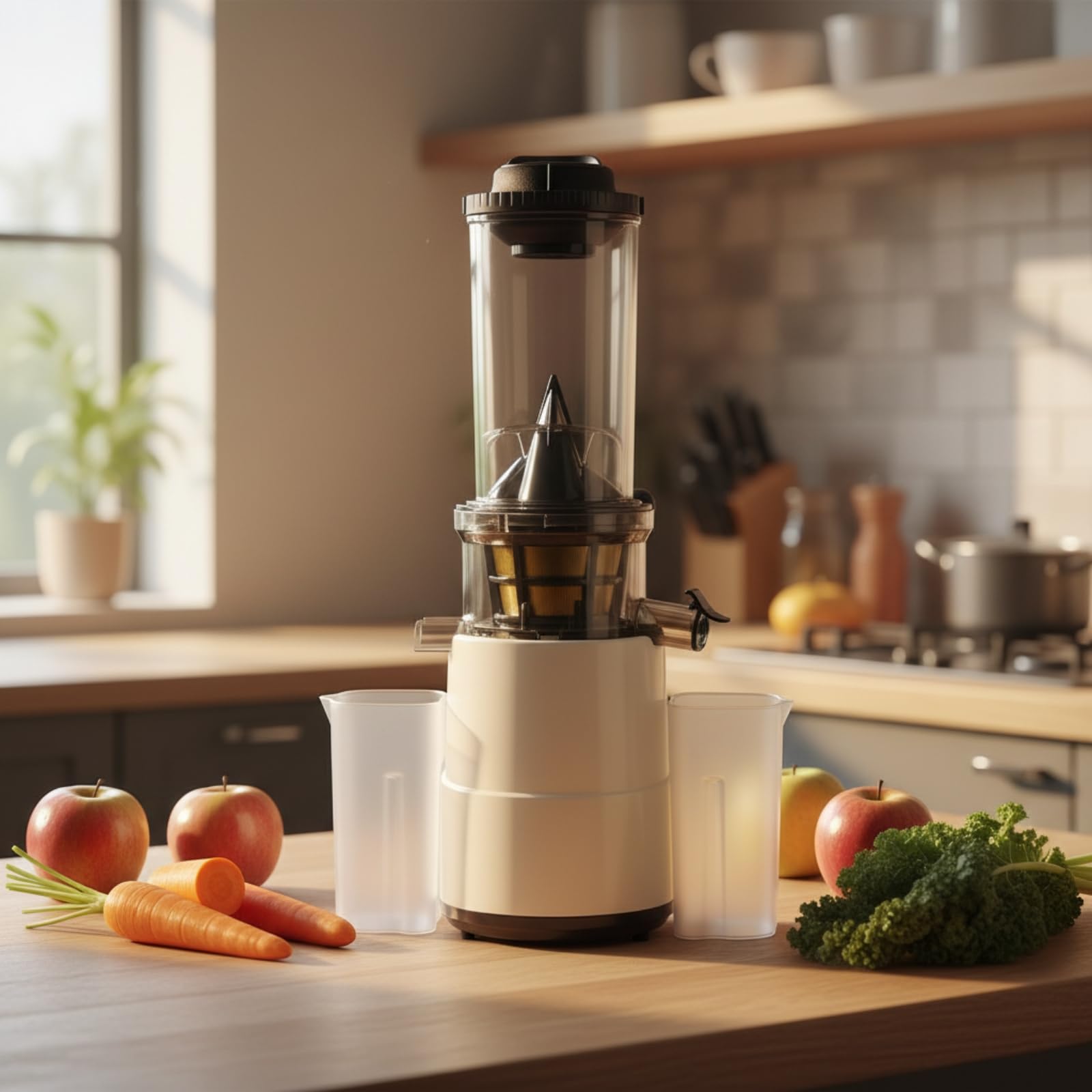 Estrattore di Succo Elettrico Estrattore Spremiagrumi Centrifuga Macchina per Succhi a Bassa Velocità con Tubo 80mm E Contenitore 1000ml per, Rosso, style to 2