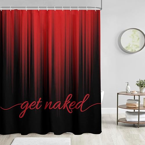 Miniatura 8 de AAtter Cortina de ducha en blanco y negro, Get Naked Grey Grey Silver Ombre abstracto a rayas góticas para hombre, arte único, estético, divertido,