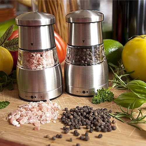 Miniatura 6 de Molinillo de pimienta y sal de acero inoxidable, molinillo de pimienta y maíz, manual ajustable, grosor por rotor de cerámica, molinillo de especias