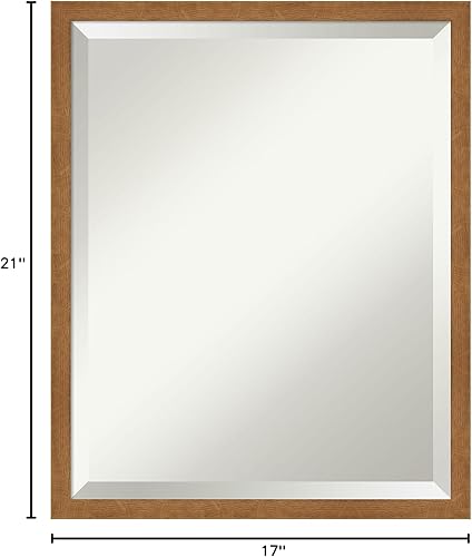 Miniatura 6 de Amanti Art Wood Bathroom Mirror, Carlisle Blonde Narrow Wall Mirror for use as Bathroom Vanity Mirror Over Sink (21 x 17 in.) Beveled Mirror, Brown