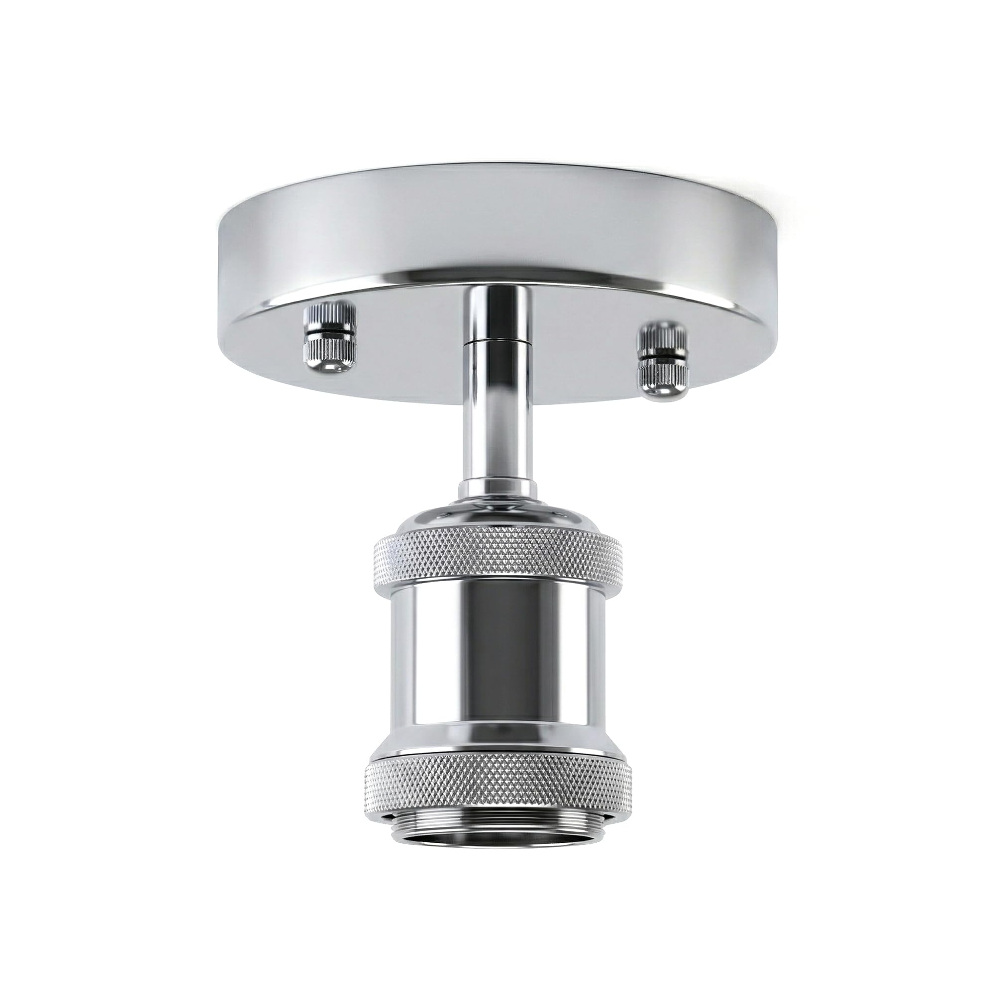 DC VOLTAGE Industrial-Semi Flush Mount Ceiling Light Black Chrome E27 Ceiling Fitting Modern Vintage Lamp Holder for Kitchen Hallway Bedroom Living Room
