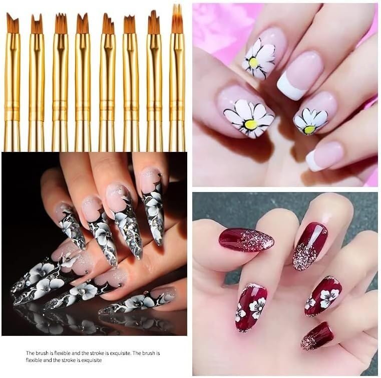 8Pcs/Set Gel Metal Gradient Irregular Brush Nail Art Acrylic Painting Drawing Pen Tips DIY Home Salon Tools