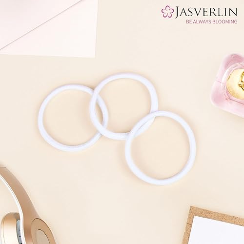 Miniatura 7 de Lazos gruesos blancos para cola de caballo de 0.197 pulgadas para mujeres, niñas y hombres, bandas de goma de textura rizada, elásticas duraderas y