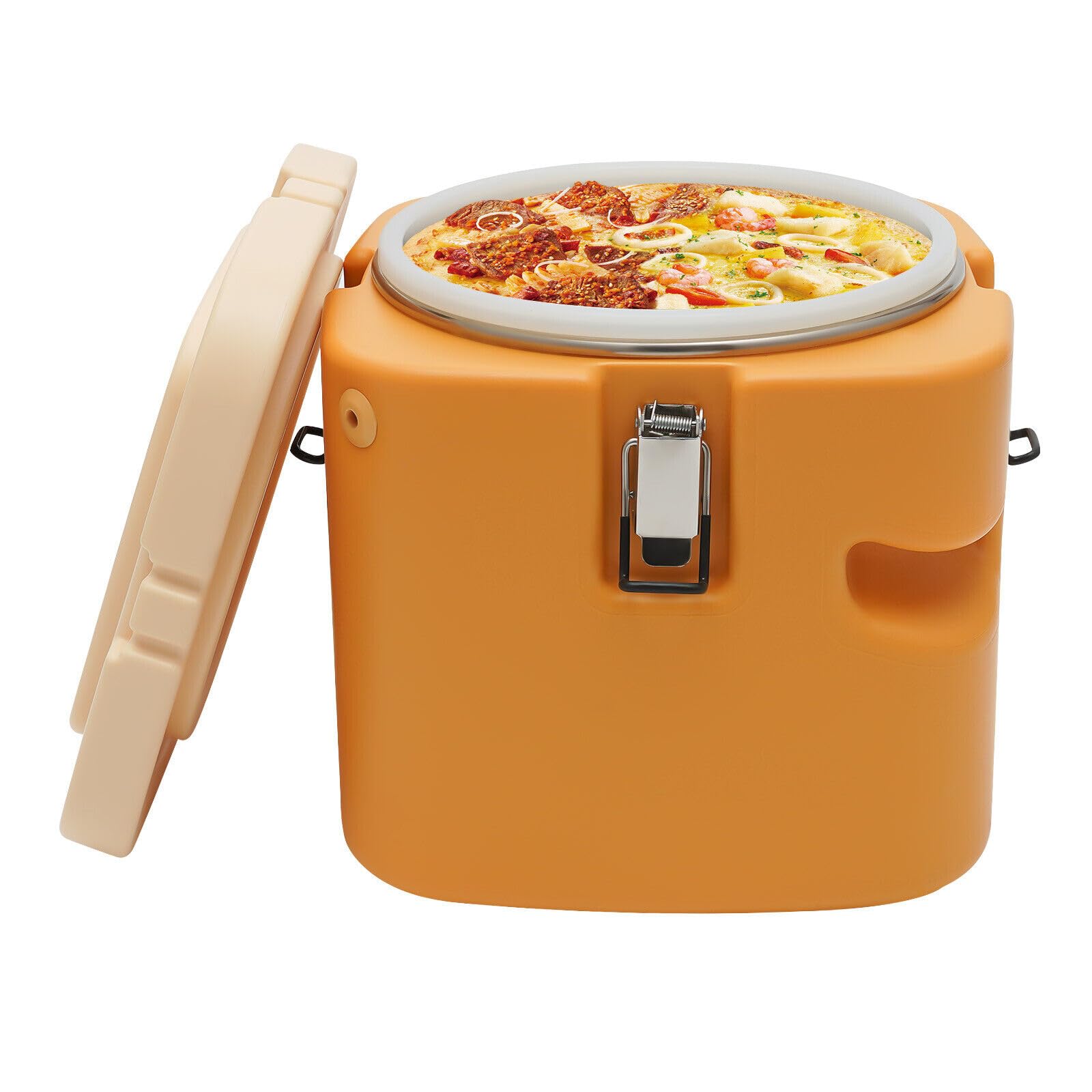 Insulated Soup Carrier Coolers, 9.5L/2.5 Gallon Commercial Food Warmer Hot Box for Food Storage, Stainless Steel Leakproof Lid Insulated Soup Container, for Restaurant, Canteen, Home (Yellow)