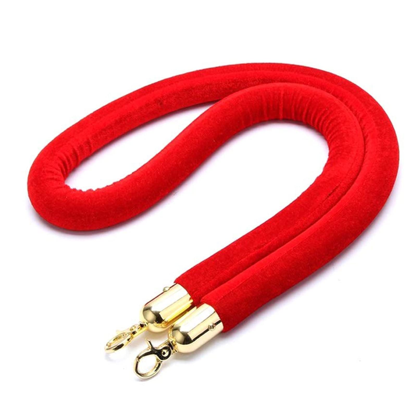 Corde velours rouge 3,7 m avec crochets en acier poli