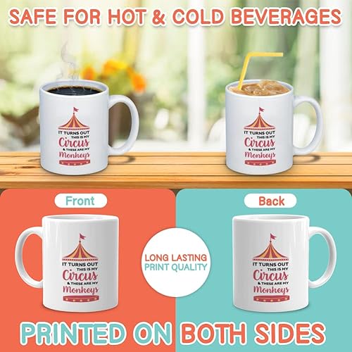 Miniatura 3 de Taza de café de circo de 11 onzas, This Is My Circus And These Are My Monkeys divertido sarcasmo regalo humorístico de cerámica para amigos, Mi