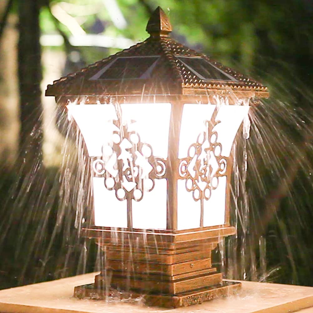 Solarna lampa słupkowa LED Brama zewnętrzna Słupek słupkowy Lampa Trójkolorowa ściemnialna lampa kolumnowa Ścieżka ogrodowa Lampa stygmatowa Światło patio Solar Lawn Lampy stołowe Ogrodzenie Światło g
