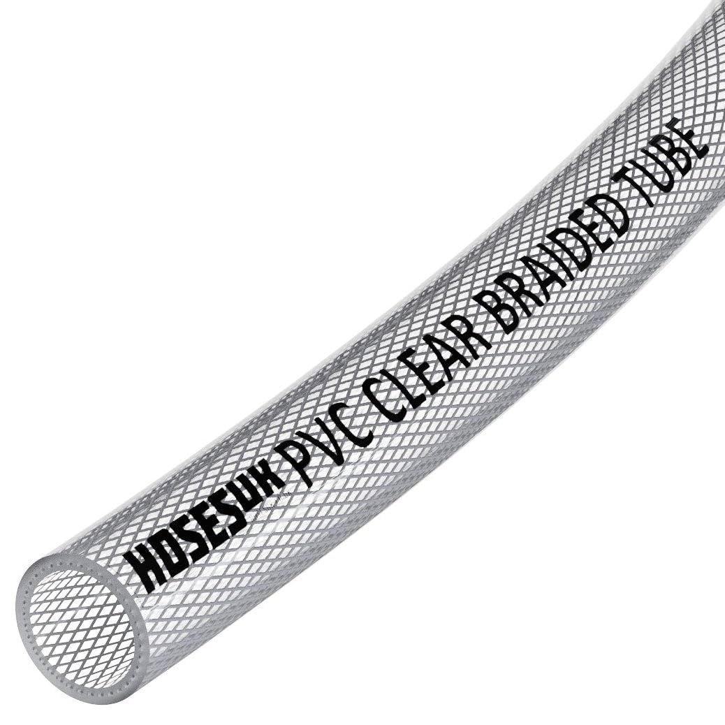Manguera de plástico flexible reforzada trenzada transparente de PVC de 10 mm (3/8") ID, para aire, agua, aceite, gas, alimentos – 3 metros
