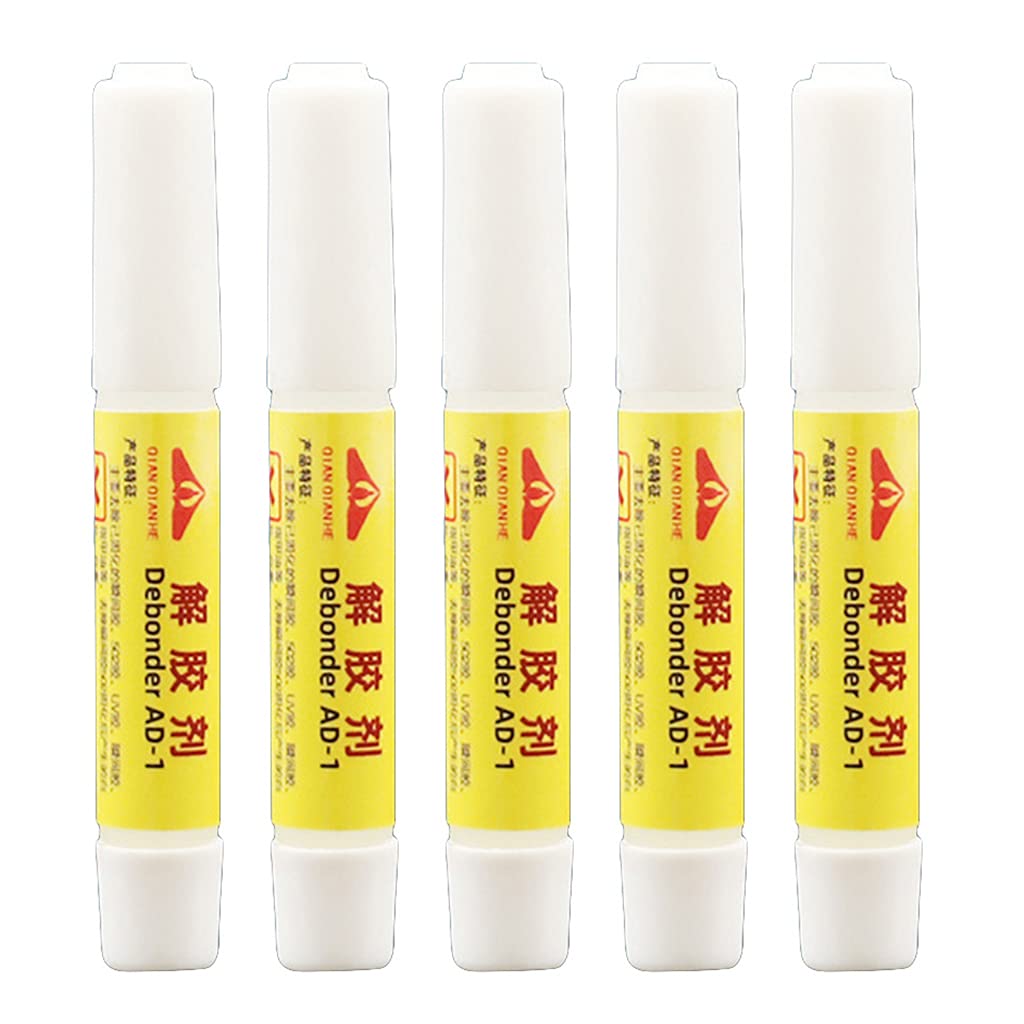 S-TROUBLE 5 pieces 502 Glue Remover 2g Strong Efficient UV Glue Dispergator Debonder Degumming Agent Cleaning Nail Polish Tool