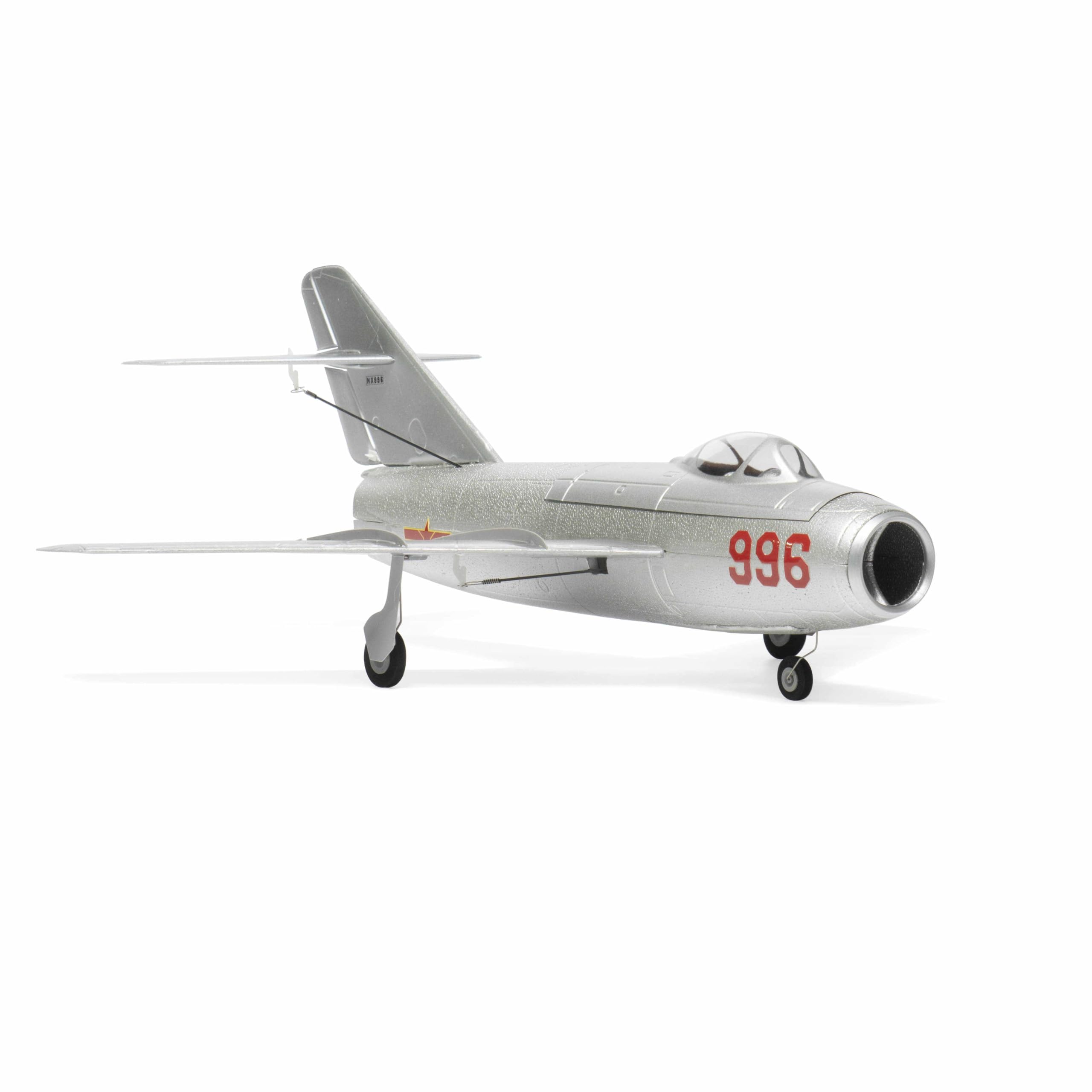 MinimumRC MiG-15 Micro EDF - Aereo radiocomandato a 4 canali, 2,4 GHz, giroscopico stabilizzato da 30 mm, aereo aerodinamico con telaio rimovibile, motore brushless, gas sinistro, 4 batterie