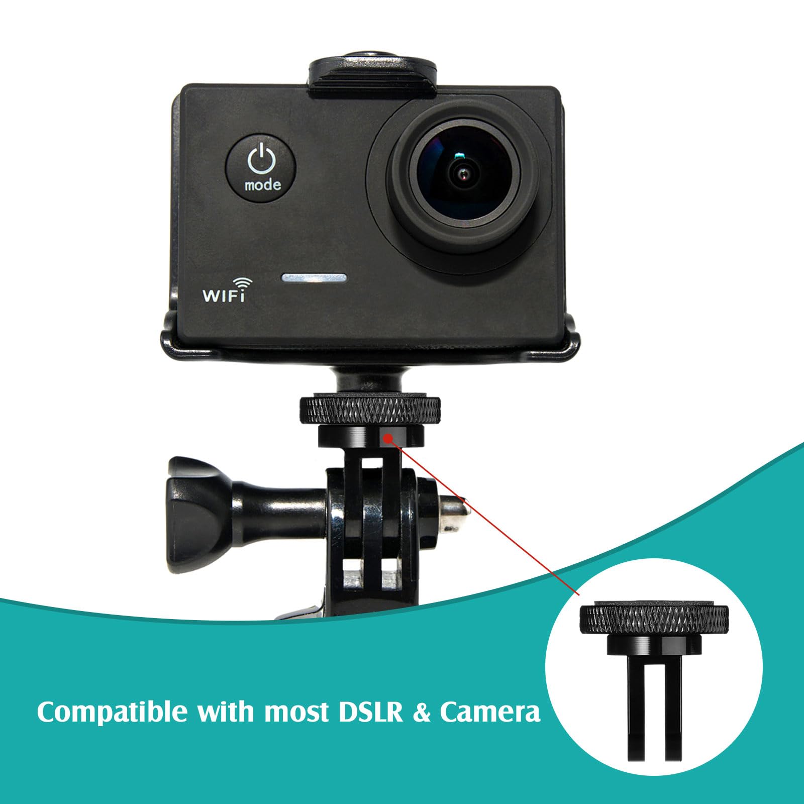 Sruim 2PC Aluminum Camera Tripod Mount Adapter, 1/4\" 20 Camera Mount For Go Pro Hero 13/12/11/10/9/8/7, Insta 360 X5/X4/X3/X2/X/RS/R, DJI Osmo And Other Cameras Accessories