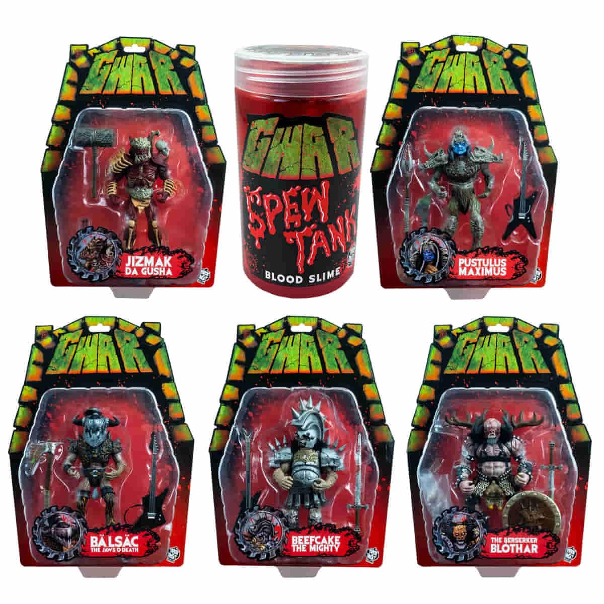 Trick Or Treat Studios GWAR Action Figures, 5-Inch Scale Berserker Bundle, Collectible Character Set with Spew Tank, Build-a-Figure Oderus Urungus