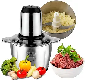 Processador Triturador de Alimentos Multifuncional 3 litros em Inox Elétrico Carne Legumes Vegetais Voltagem 110v 500w