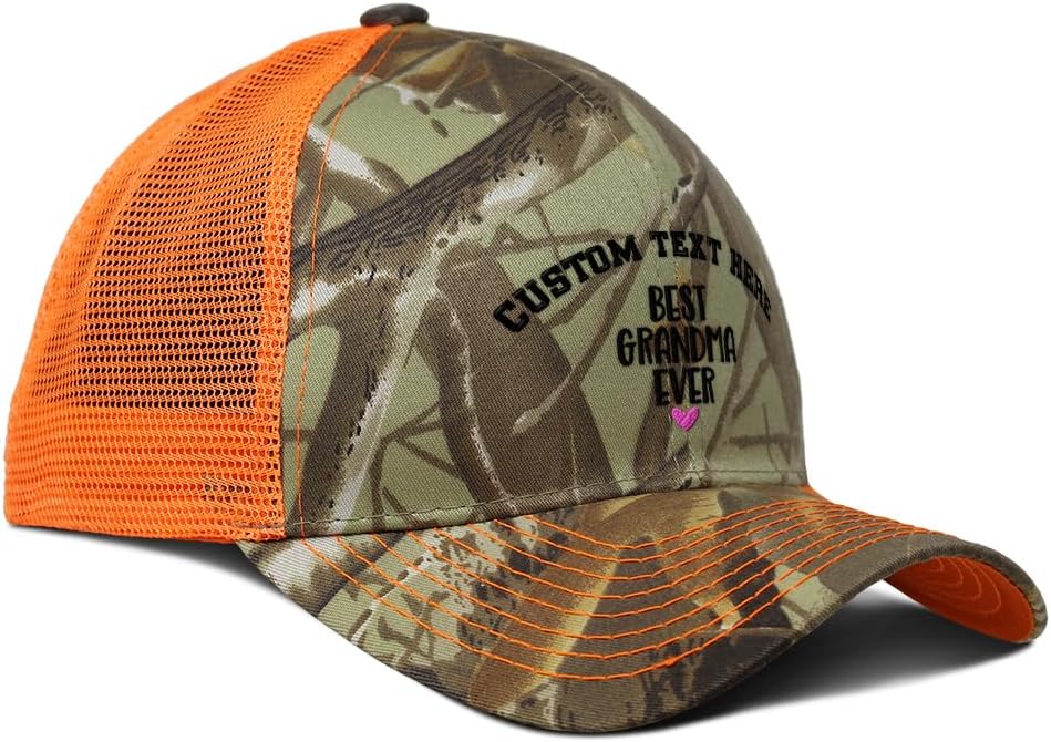 Camo Mesh Trucker Hat Best Grandma Grandmother Ever Pink Heart Mimi Neon Hunting Baseball Cap Cotton