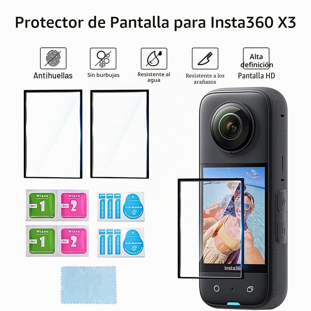 Kit de accesorios 7 en 1 compatible con Insta360 X3 [funda de silicona para cámara][tapa de la lente] [protector de pantalla] [funda de transporte para exteriores incluye