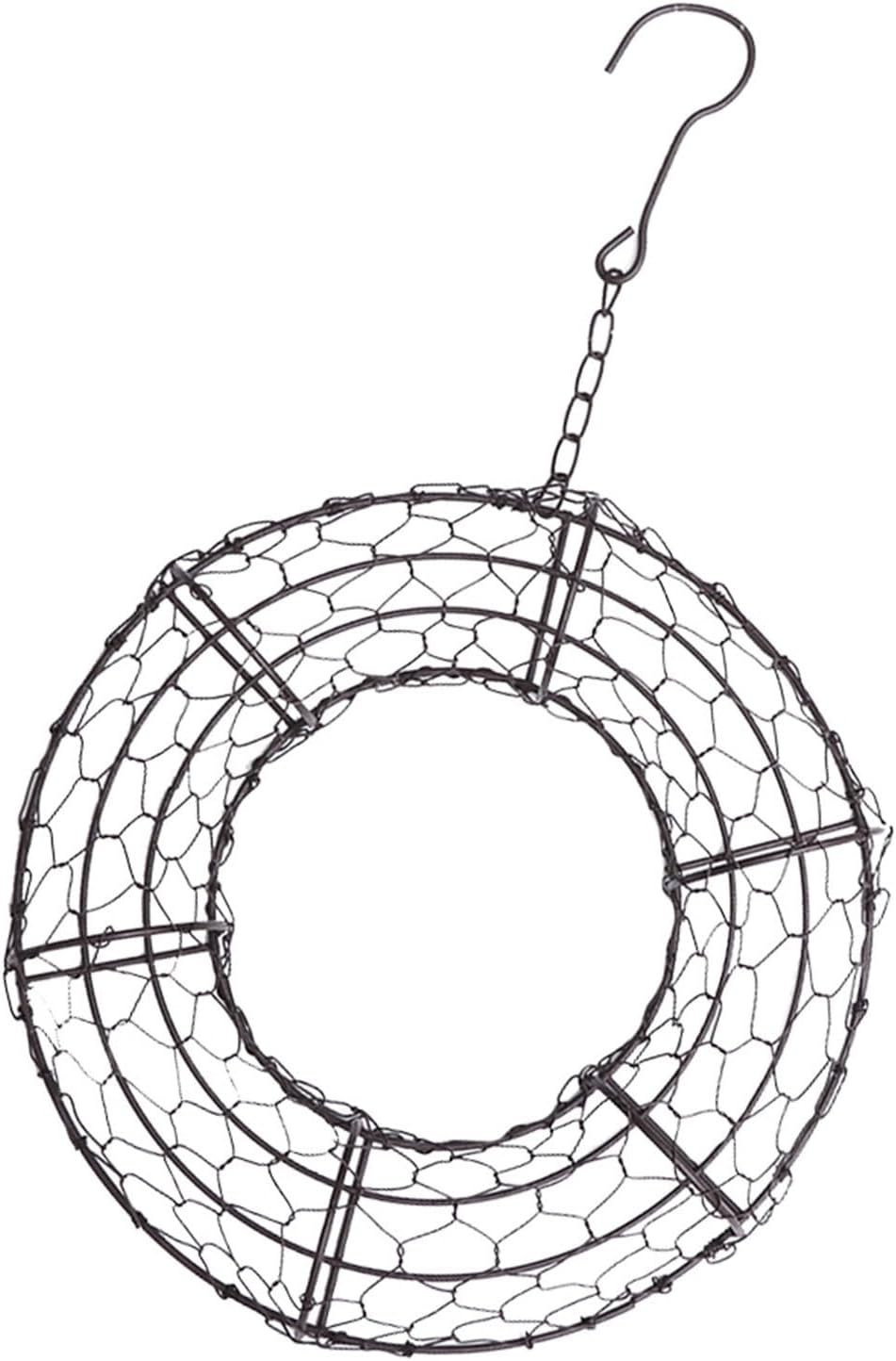 PRETYZOOM Round Wire Wreath Frame Hanger 8.26 inch Iron Wall Hanging Planter for Succulent Pots Wreath Base Ornament for Home Office Garden Flower Shop Indoor Outdoor Display