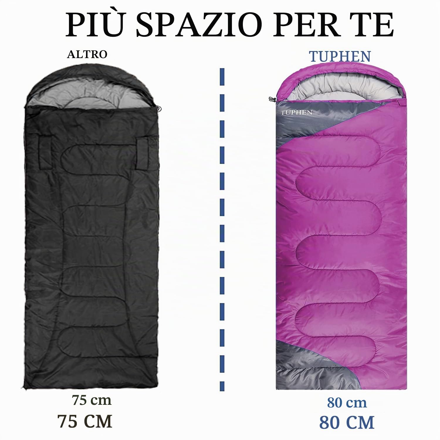 tuphen Sacchi A Pelo Zaino in Spalla Escursionismo Campeggio Fodera in Microfibra, 4 Stagioni, Uso Interno Ed Esterno, Leggeri E Impermeabili
