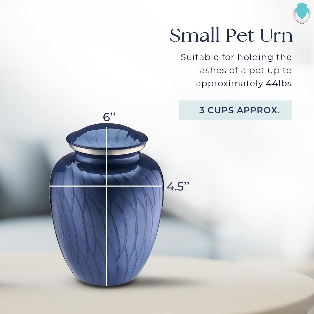 Geturns Embrace Personalized Single Paw Heart for Small Pets I Pearl Cobalt Blue Cremation Urns for Dogs and Cats I 44 lbs