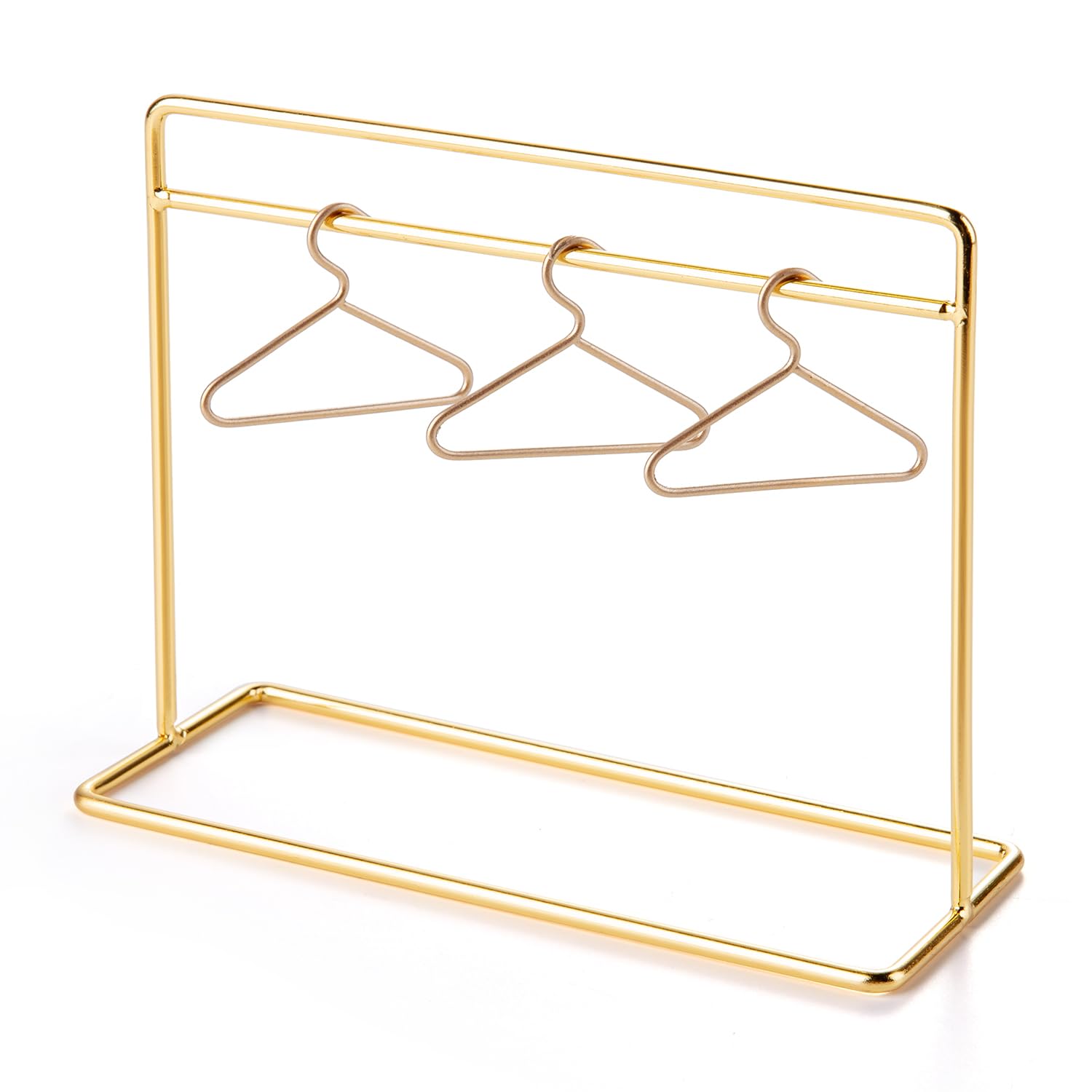 Minamzee 1:12 Dollhouse Metal Garment Rack Set including 3Pcs Gold Clothes Hangers