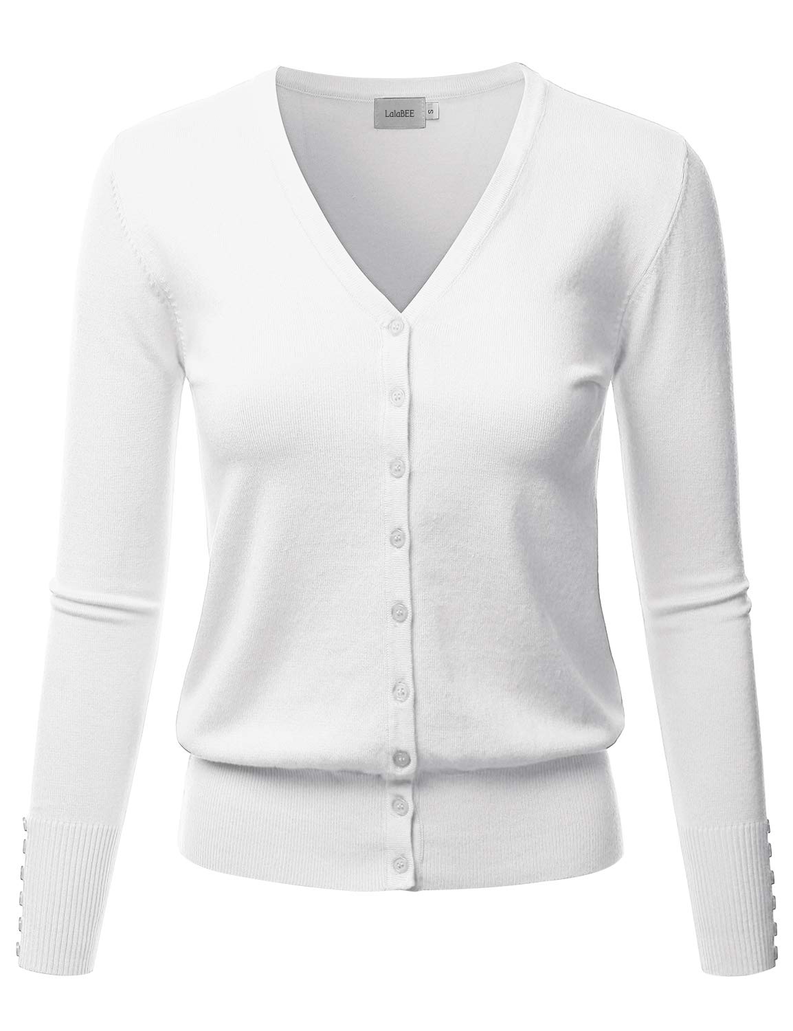 LALABEE Women's V-Neck Long Sleeve Button Down Sweater Cardigan Soft Knit(S-XXL)
