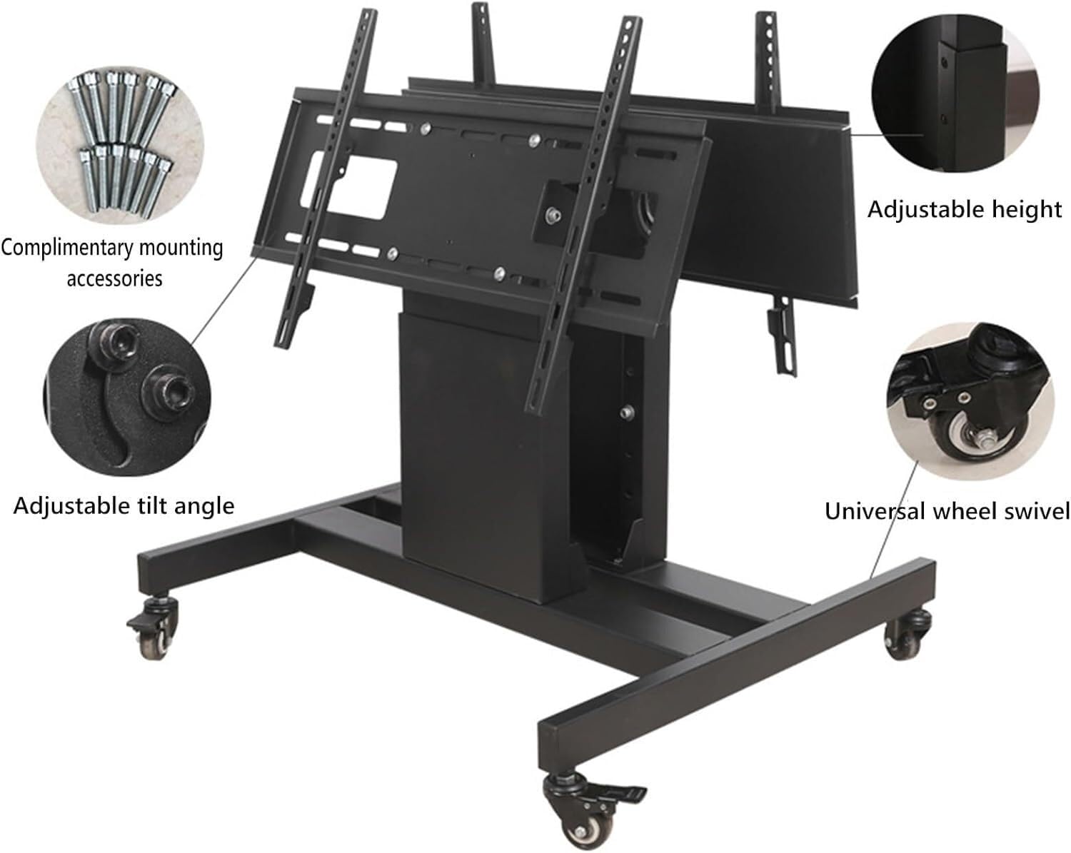 Soporte para TV móvil con Ruedas Soporte para TV de Altura Ajustable para televisores de 3265 Pulgadas Carro con Ruedas Que soporta hasta 100 kg Uso en el hogar y la Oficina