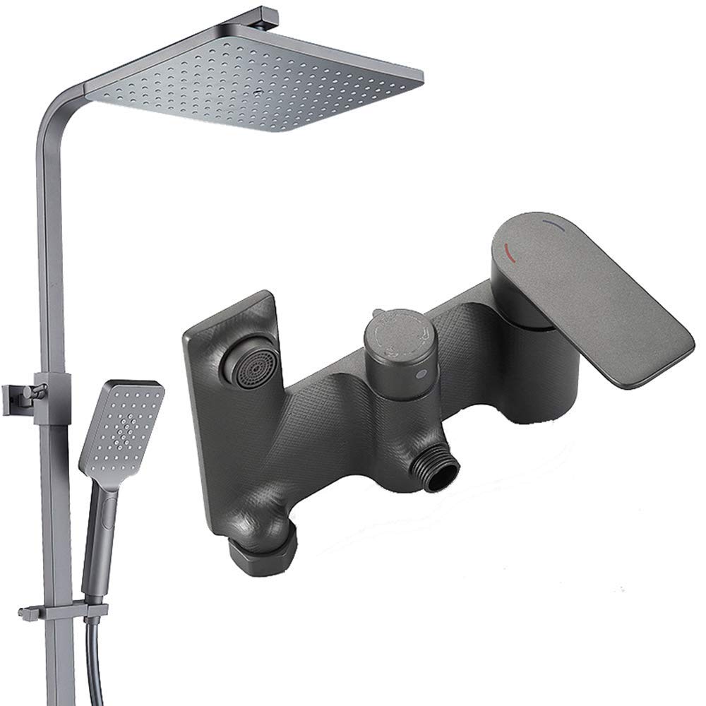 Ensemble de douche mitigeur pluie gris foncé au design carré moderne