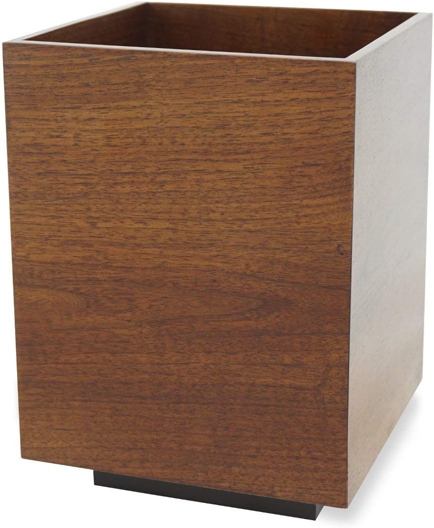 Floating Luxury Walnut Wastebasket Solid Wood Executive Office Paper Waste Bin
