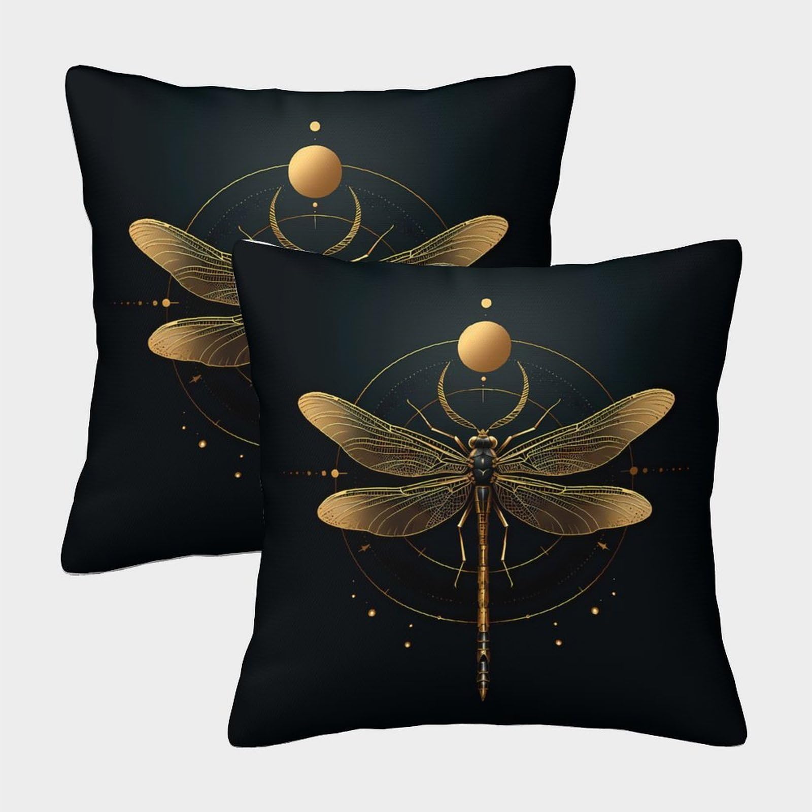 QFVANSIYO 3D Printed Vintage Dragonfly Pillowcase Microfiber Bedroom Decor Dragonfly Pillow Cover Soft Washable 40x40cm