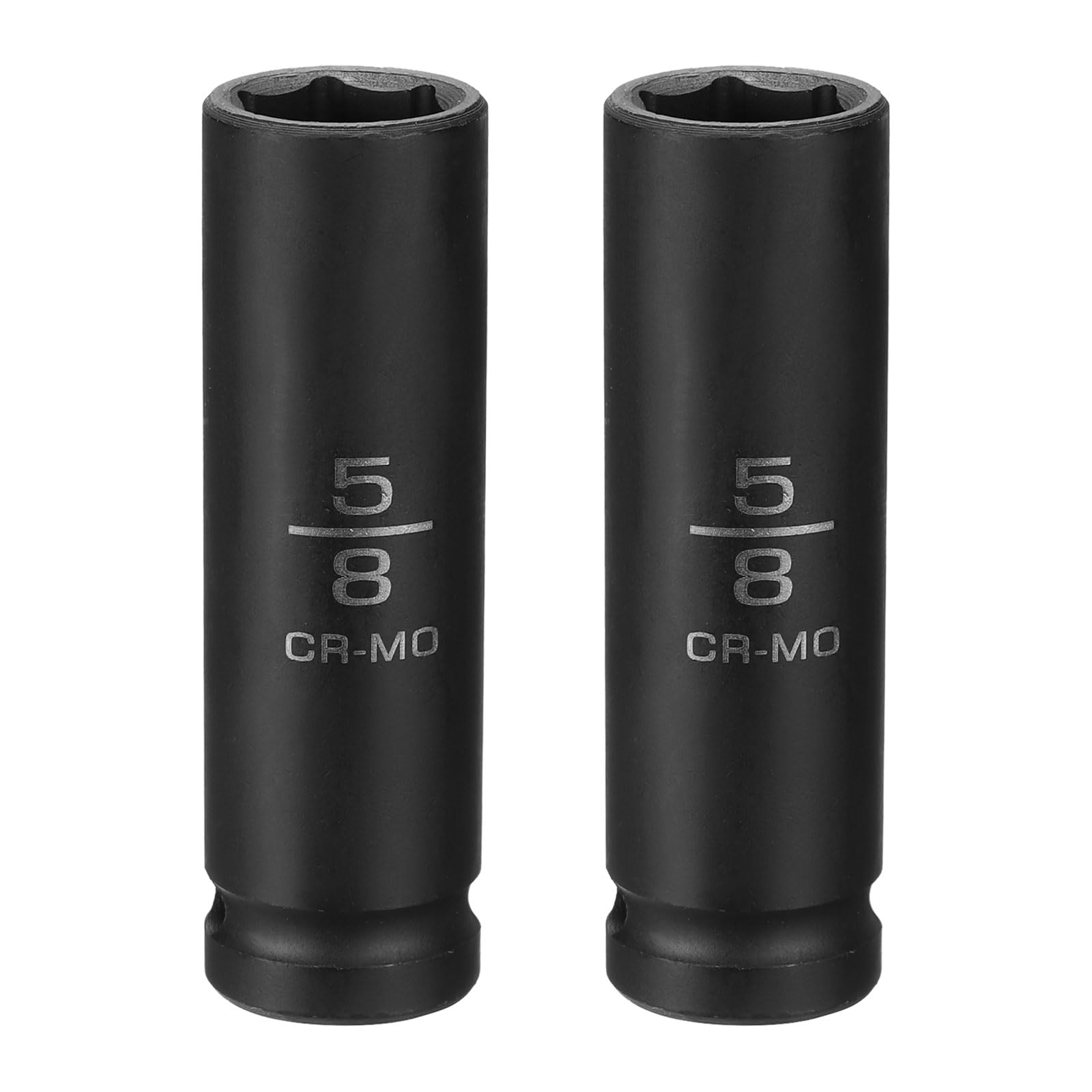 sourcing map 2pcs 6 Point Shallow Impact Socket 5/8" Socket 1/2" Square Drive 78mm (3.1") Long 40CRMO for Home Auto Axle Hex Nuts Bolts Repair, Black — image 1
