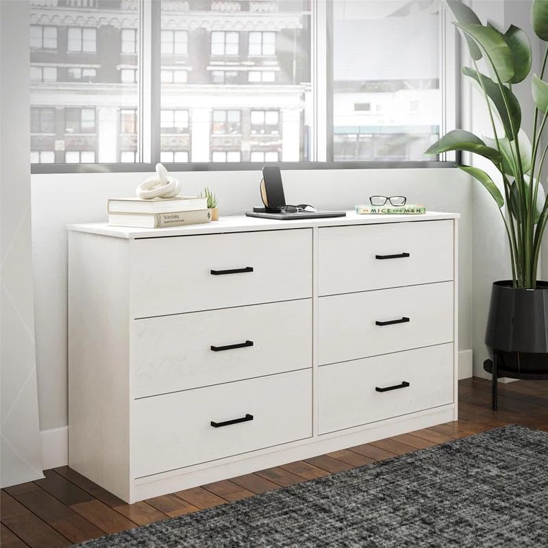 Solid MDF Wood Chest of Drawer with Drawers Storage Sideboard Cabinet with 6 Drawers Chest for Living Room & Bedroom(Cairo, White)-image-13