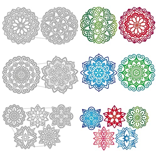 GLOBLELAND Mandala Flower Embossing Template Various Flower Carbo...