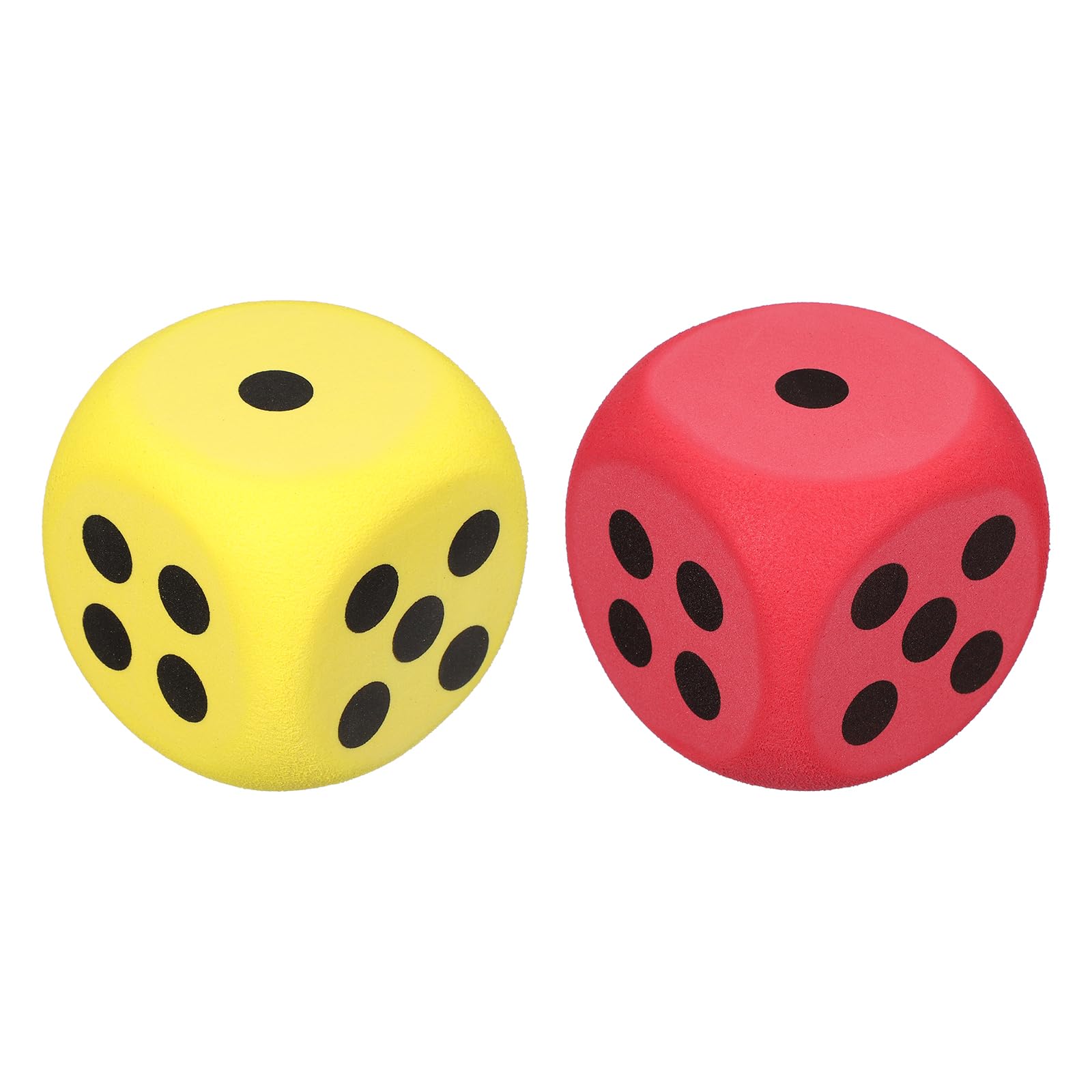 sourcing map 2Pcs Foam Dice, 3.8cm/1.5inch Eva 6-Sided Dice Stress Ball Squeezable Blocks for Board Games Relieve Stress Anxiety (Red, Yellow)