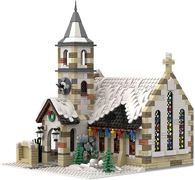 Modular Winter Country Church Building Kit, Christmas Series Building Blocks Set 1,808PCS