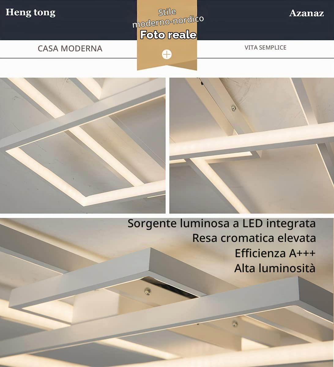 Rettangolo plafoniera LED soffitto, Dimmerabile plafoniera LED Telecomando Lampada,Plafoniere da Ufficio Luce Soffitto per Camera da Letto, Cucina, Soggiorno, Balcone,Bianca,110 * 60CM/95W